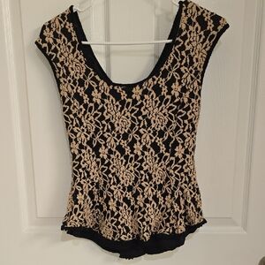 Black and Cream Lace Top